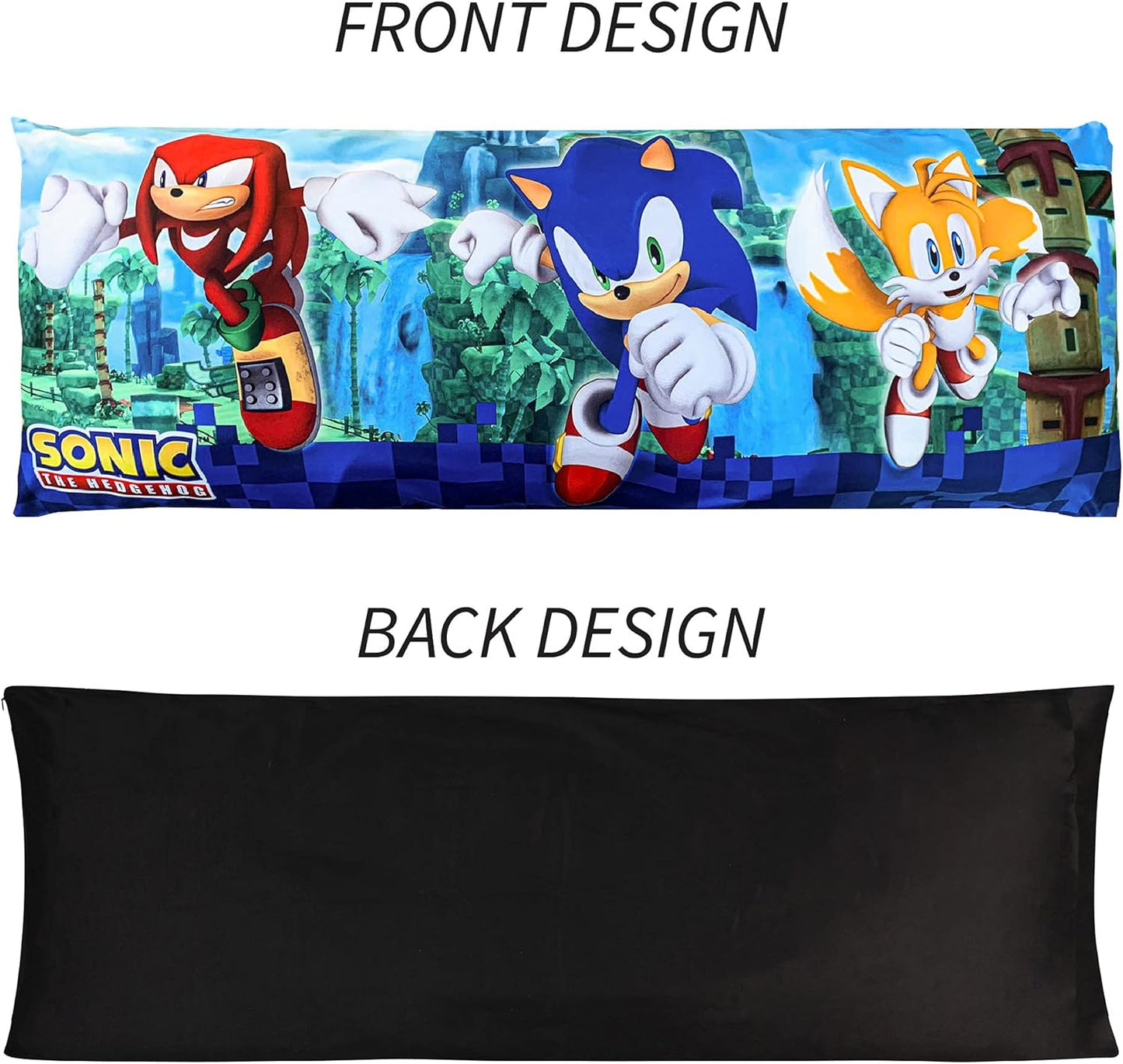 Sonic The Hedgehog Bedding Super Soft Microfiber Zippered Body Pillow Cover 54 in x 20 in