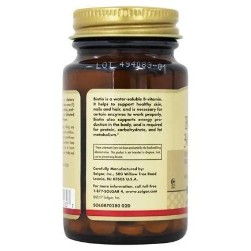 Solgar Biotin 300 mcg, Support Healthy Skin, Nails & Hair 100 Tablets
