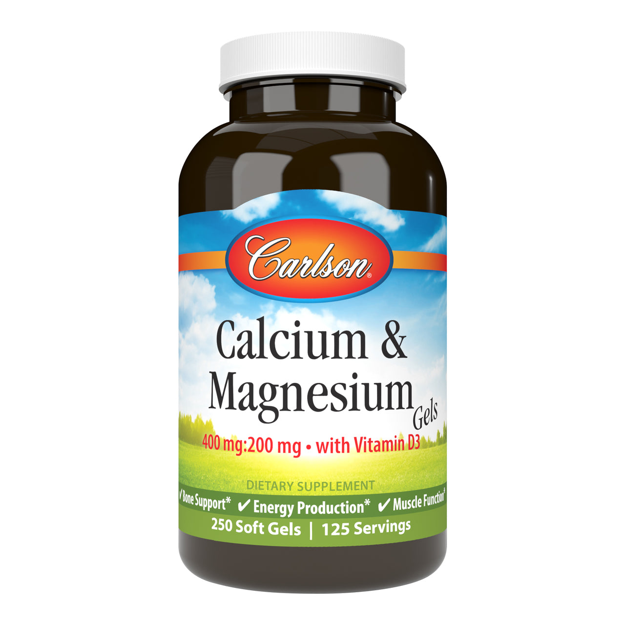 Carlson Calcium & Magnesium Gels with Vitamin D3, 250 Softgels