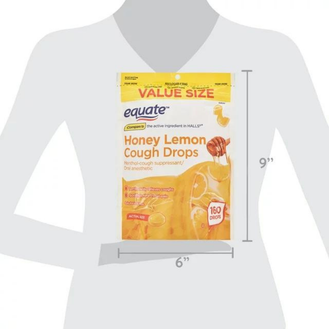 Equate Honey Lemon Cough Drops Menthol-Cough Suppressant/Oral Anesthetic - 160 Drops