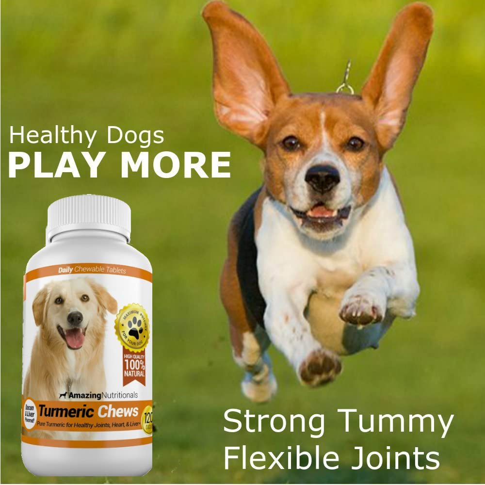 Amazing Nutritionals Turmeric Chews for Dogs Healthy Joints, Heart & Liver, Bacon & Liver Flavor 120 Chews
