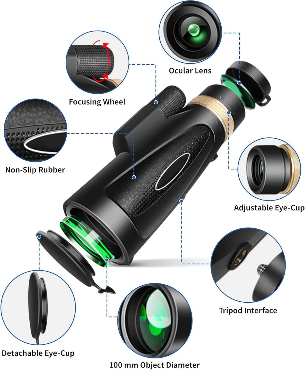 Monocular Telescope with Smartphone Adapter Tripod