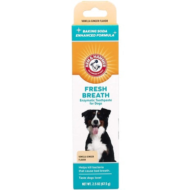 Arm & Hammer Fresh Breath Enzymatic Toothpaste for Dogs, Vanilla Ginger Flavor, 2.5 oz. / 67.5 g