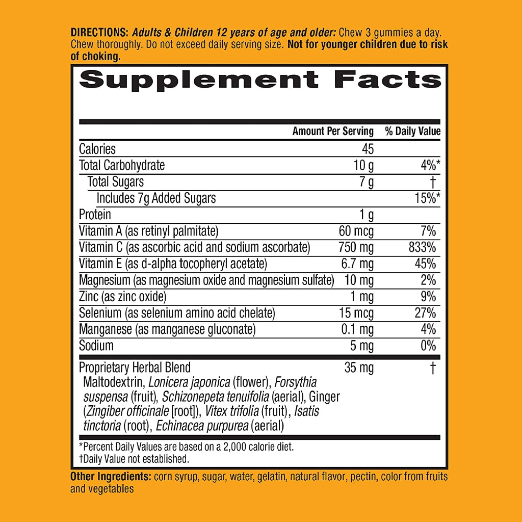 Airborne Vitamin C ORIGINAL Zesty Orange, 63 Gummies