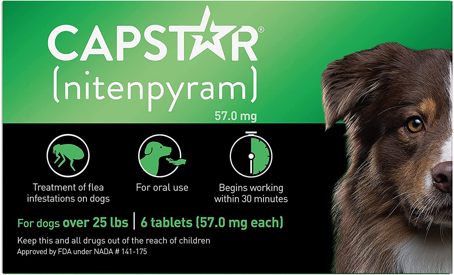 Capstar Fast-Acting Oral Flea Treatment for Dogs over 25 lbs. 57.0 mg, 6 Tablets
