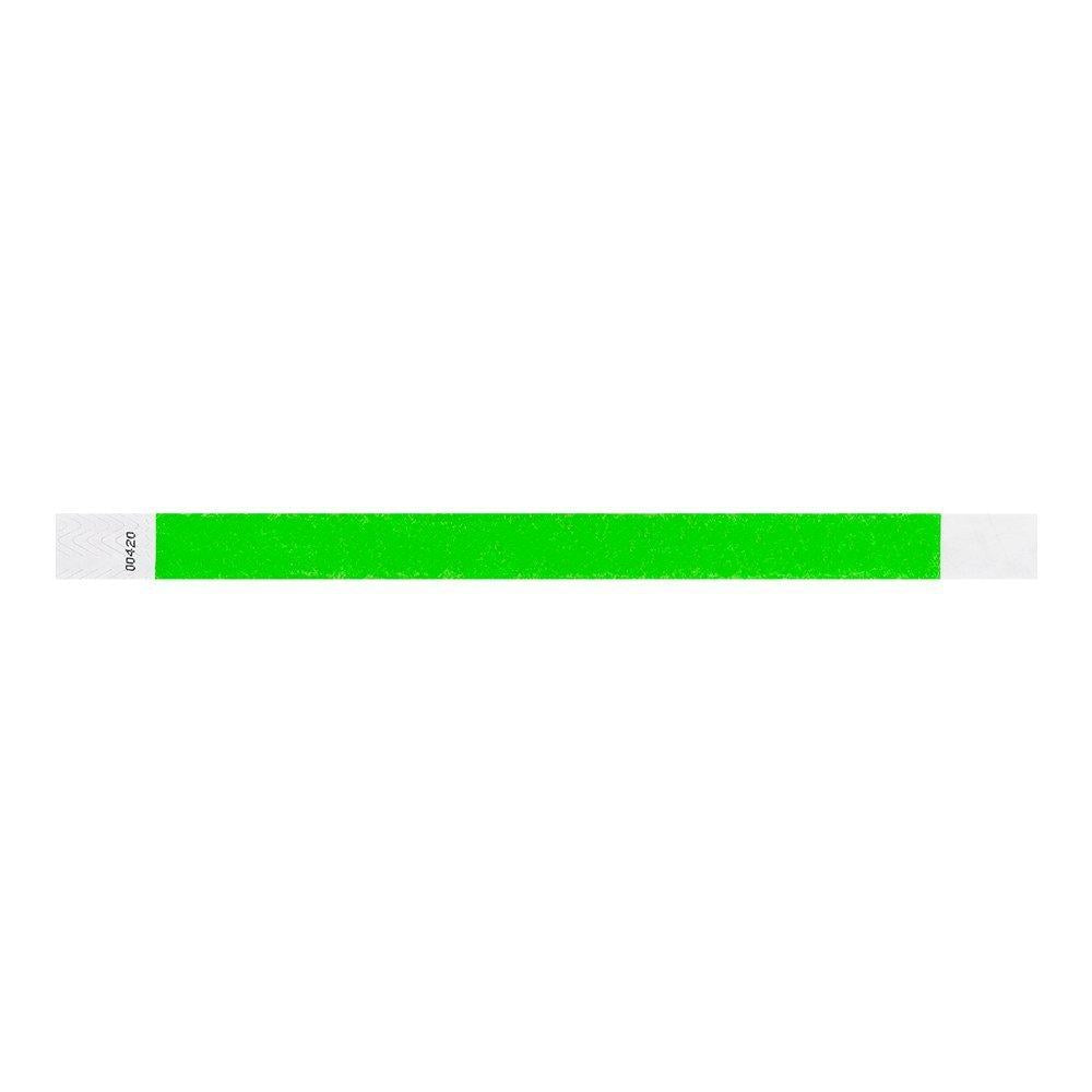 WristCo Neon Green 3/4" Tyvek Wristbands - (500 Pack) Paper Wristbands For Events