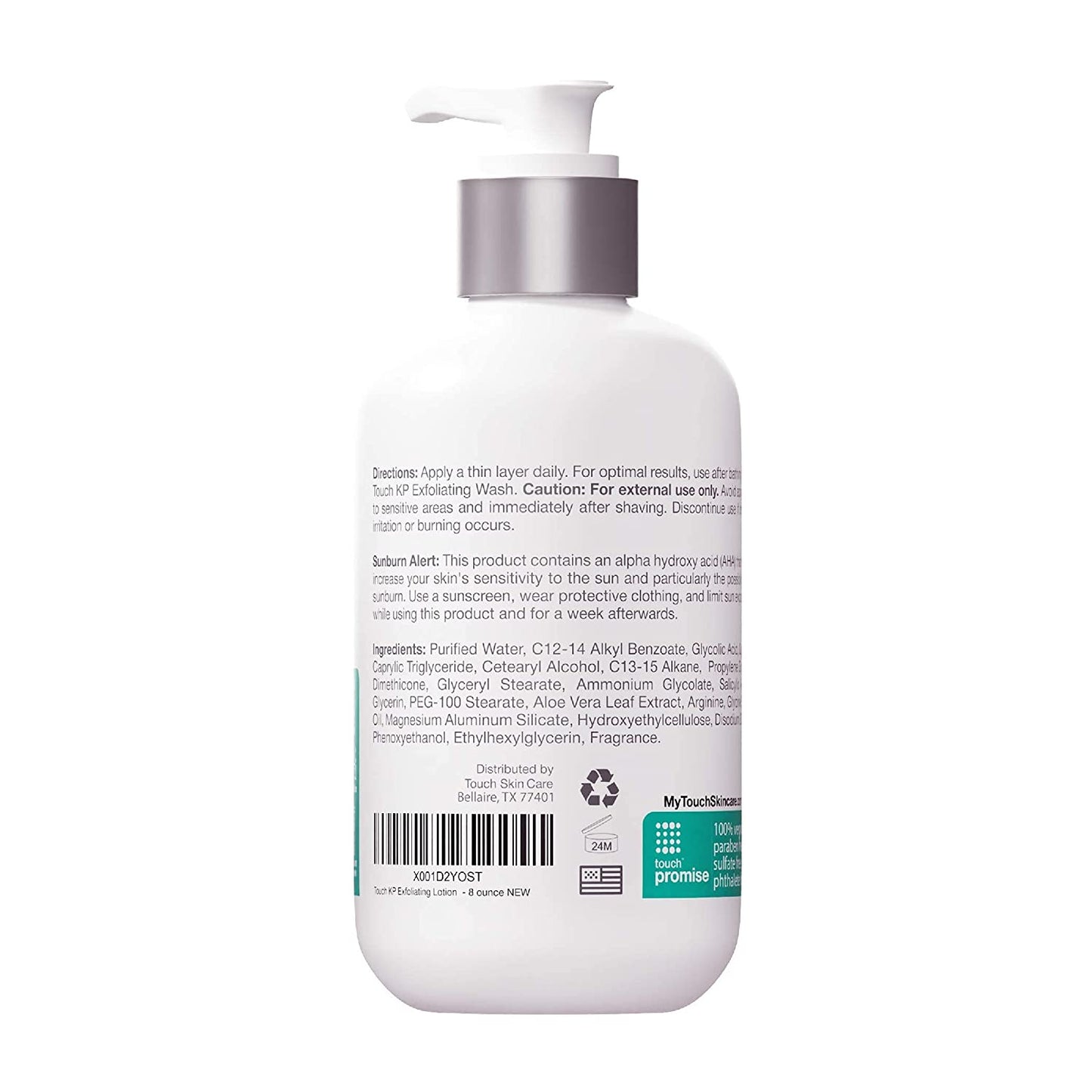 Touch Skincare KP Exfoliating Body Lotion 12% Glyclic Acid and 2% Salicylic Acid, 8 fl.oz / 237ml
