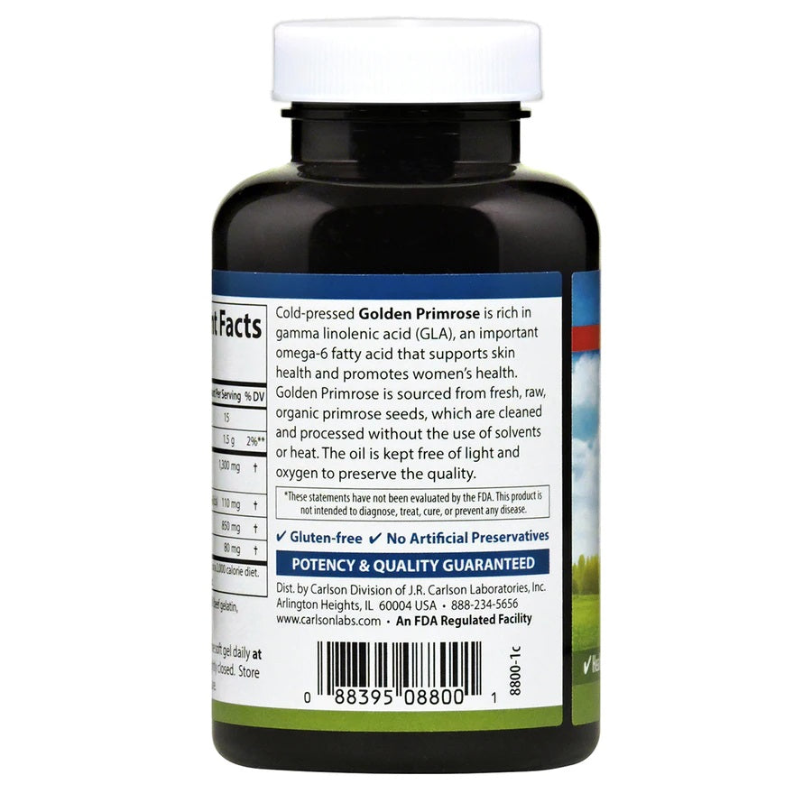 Carlson Cold Pressed Golden Primrose 1300 mg 50 Softgels Cold-Pressed, Optimal Wellness