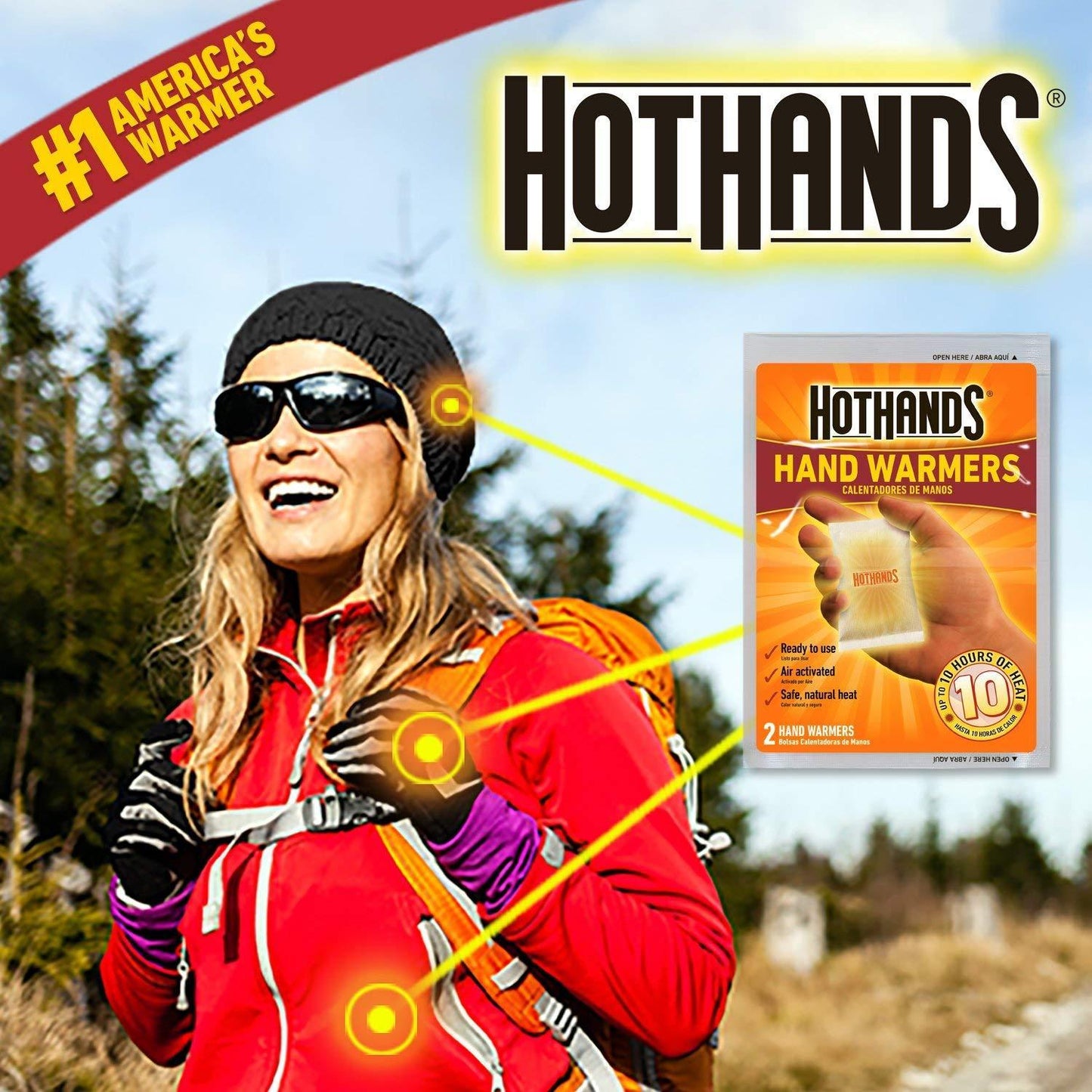 Hot Hands Hand Warmers Ready to Use, (2 Hand Warmers) up to 10 Hours of Heat, Packaging may Vary