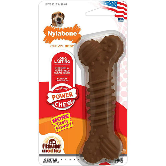 Nylabone Dura Chew Power Chew Textured Bone for Medium Dogs up to 35 lbs Medley Flavor (NCF303P)