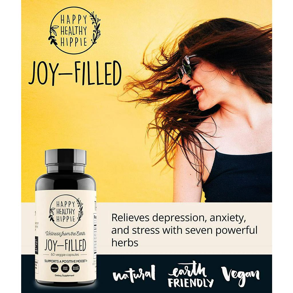 Happy Healthy Hippie Joy-Filled. 100% Plant-Based Supplement Supports a Positive Mood, 60 Capsules