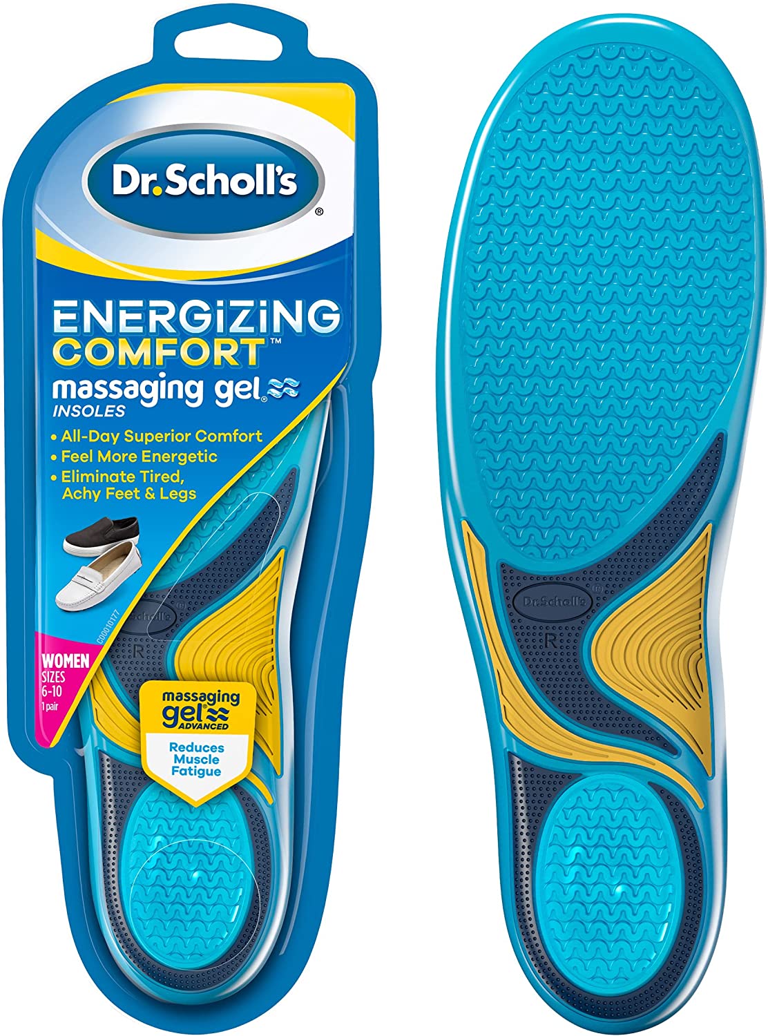 Scholl's Energizing Comfort Massaging Gel Insoles Women 6-10