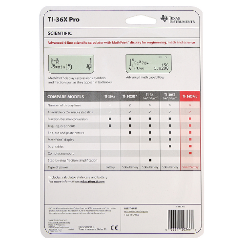 Texas Instruments TI-36X Pro Advance Engineering/Scientific Calculator with MathPrint, Black