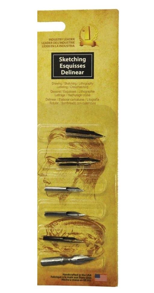 Sketching Esquisses Delinear, Speedball 6-Nib Calligraphy Lettering Set