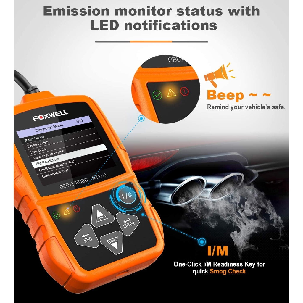 FOXWELL NT201 OBD2 Scanner Check Engine Light Car Code Reader OBD II Diagnostic Scan Tool