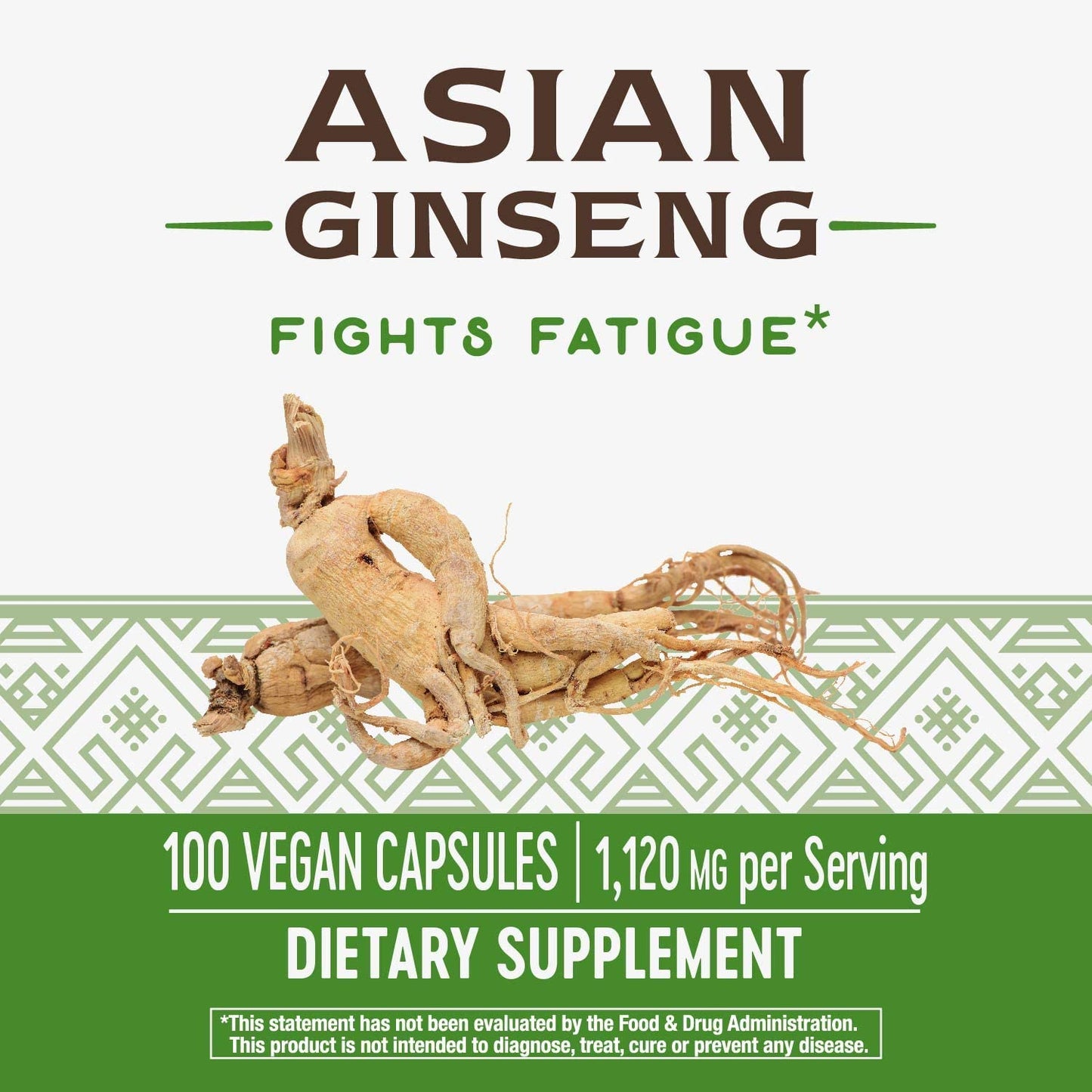 Nature's Way Premium Herbal Asian Ginseng 1,120mg per serving, 100 Veggie Caps
