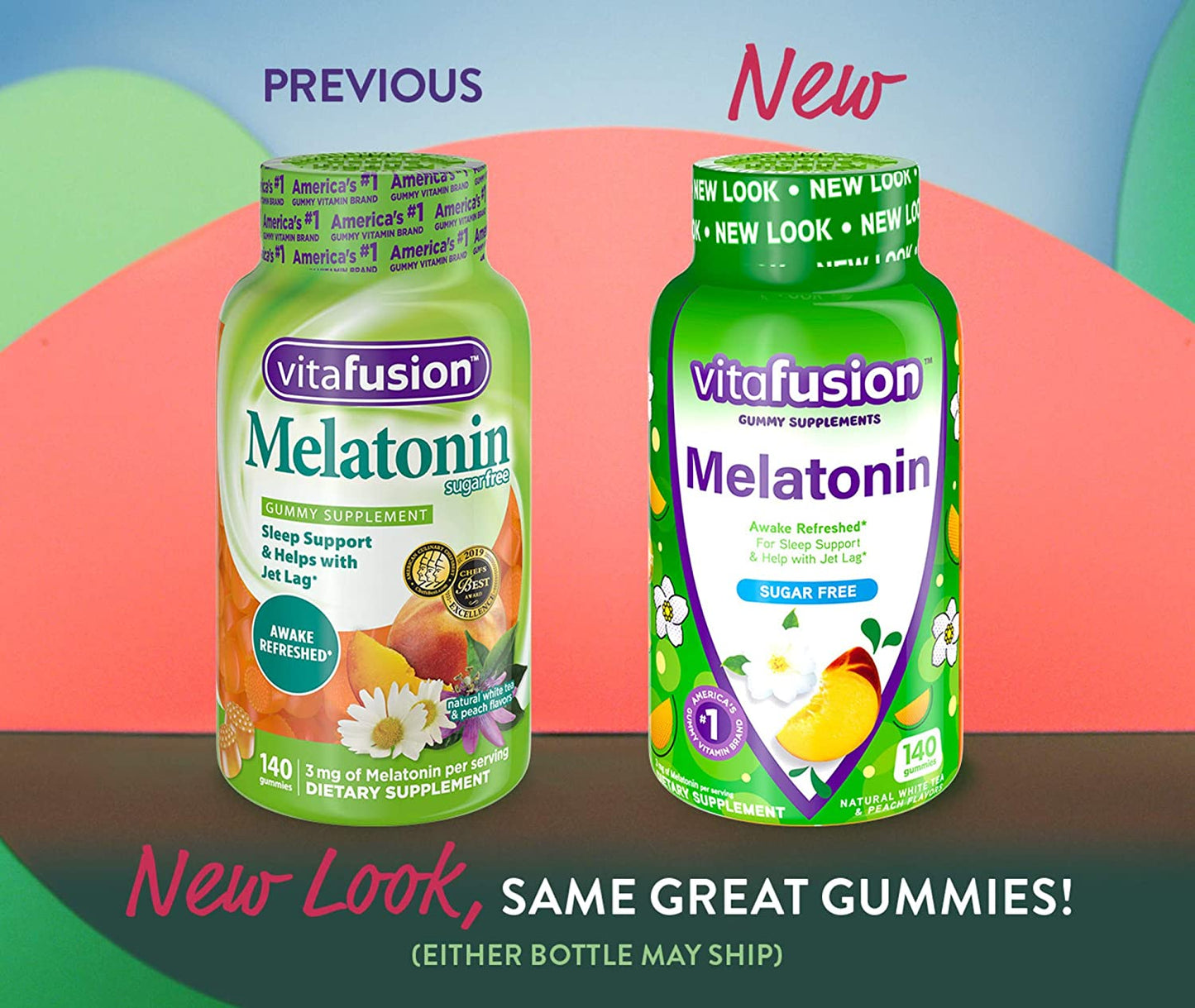 Vitafusion Melatonin Sleep Support Natural White Tea & Peach Flavor (140 Gummies)