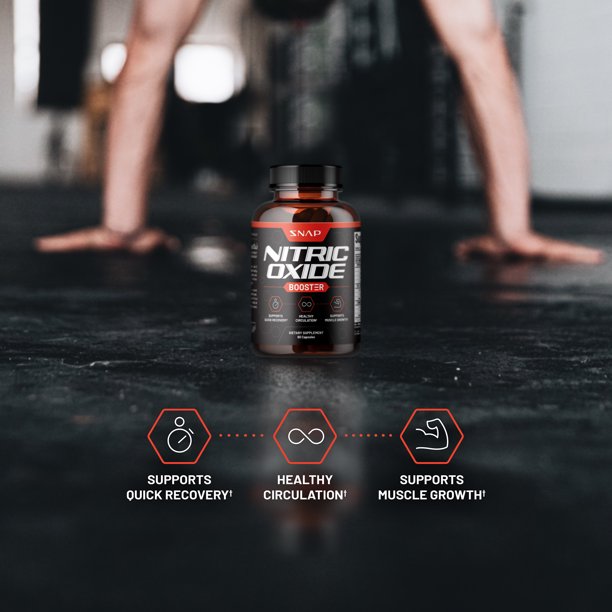 SNAP Supplements Nitric Oxide Booster, 60 Capsules Supports Muscle Growth, Quick Recovery & Healthy Circulation