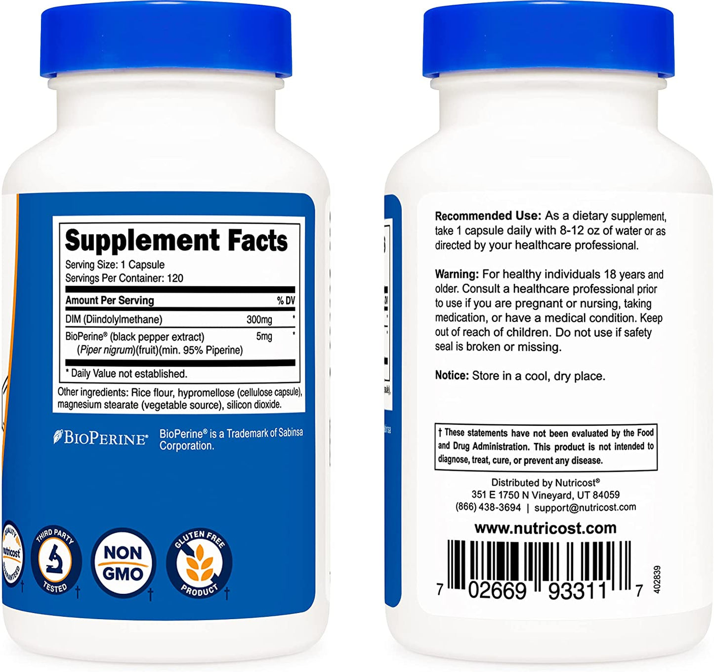 Nutricost DIM Diindolylmethane 300mg, 120 Capsules