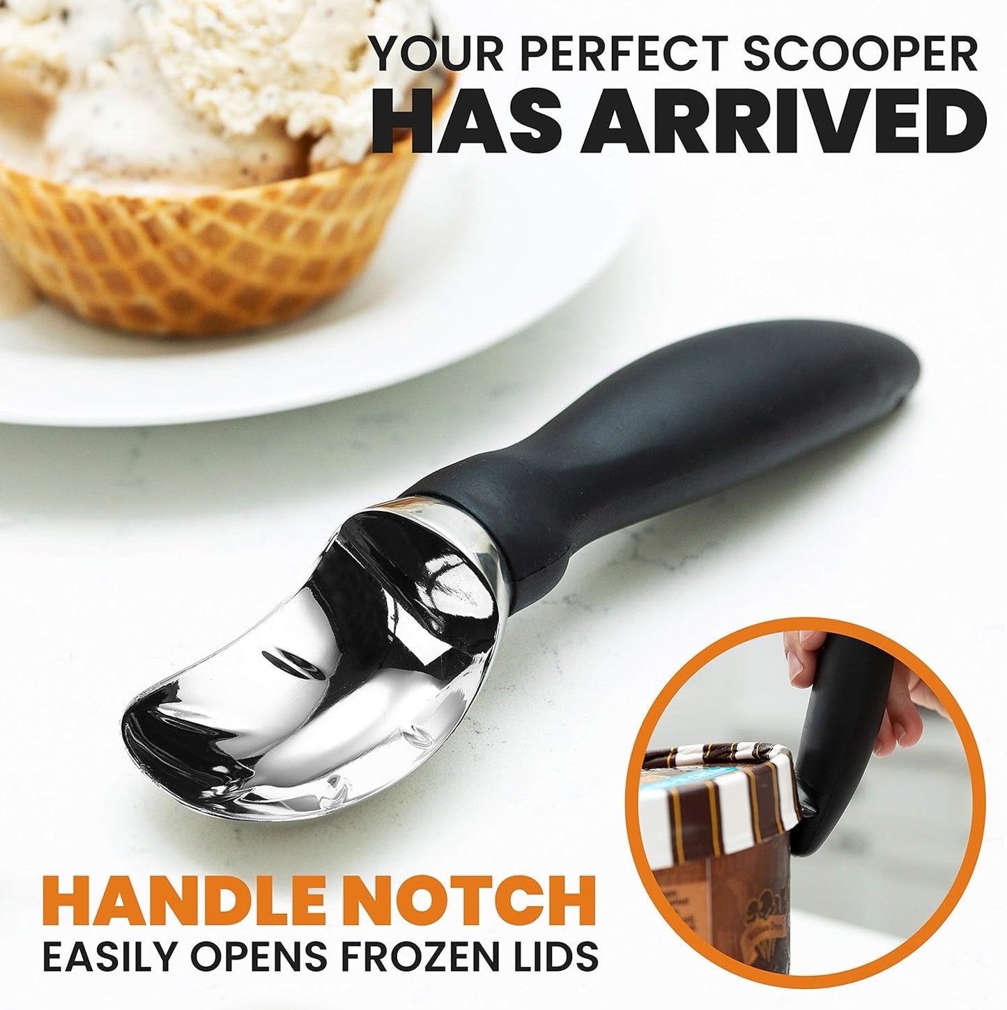 Spring Chef Ice Cream Scoop With Soft Grip Handle (Black)