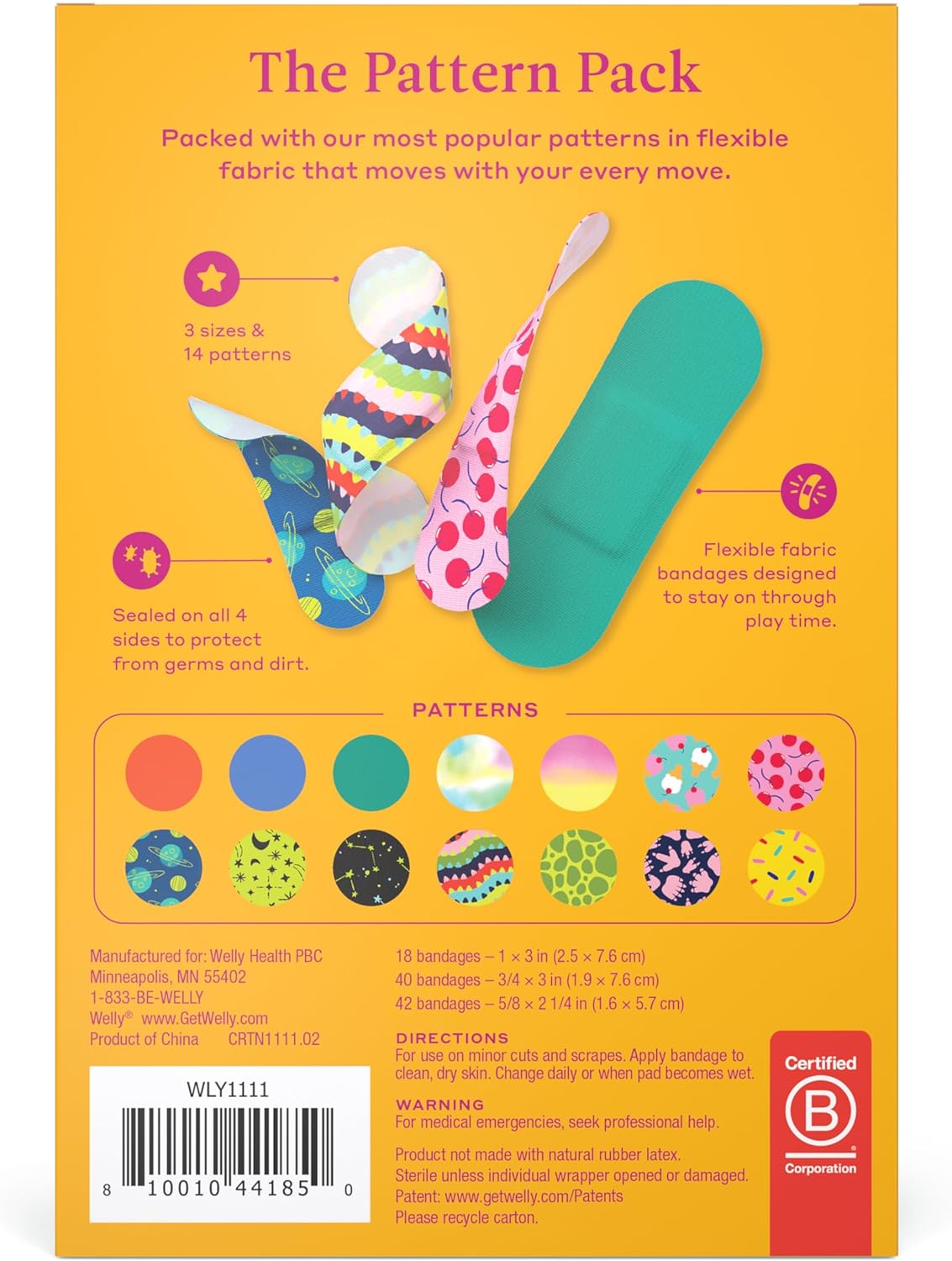 Welly Bravery Badges Assorted Flex Fabric Bandages Refill Pack 100 Count