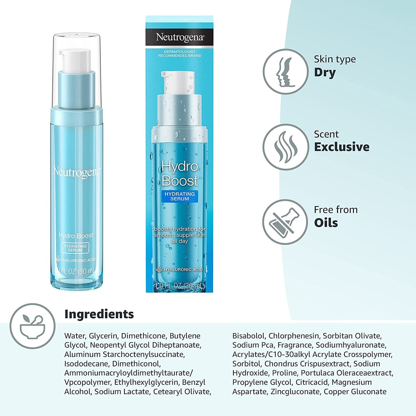 Neutrogena Hydro Boost Hydrating Hyaluronic Acid Face Serum NO BOX