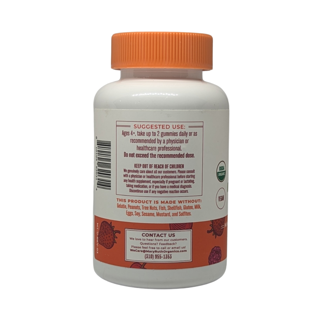 Mary Ruth's Organic Kids Multivitamin & Postbiotics Gummies Mixed Berry & Cherry, 60 Gummies