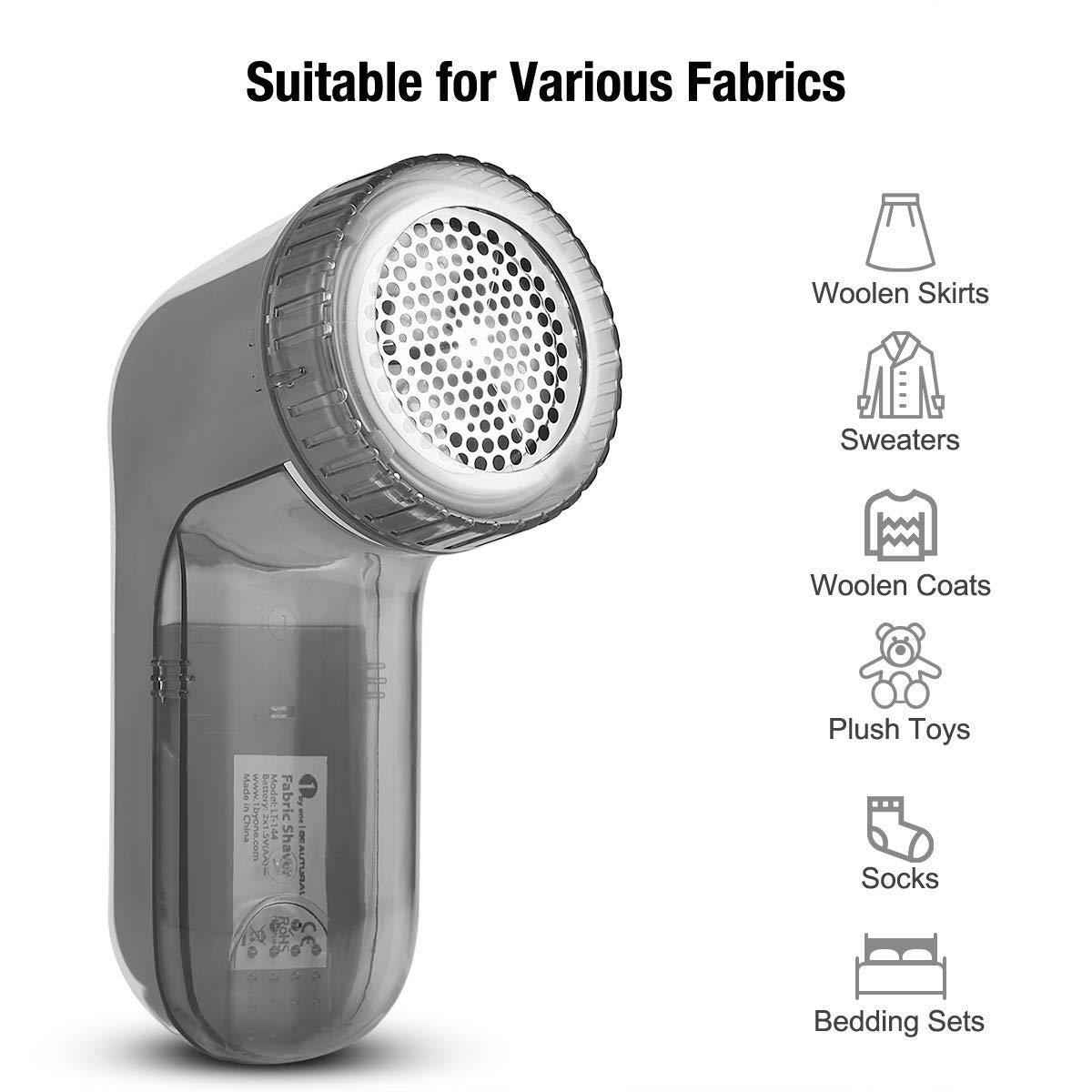 Beautural Portable Fabric Shaver and Lint Remover with 2-Speeds (Gray)