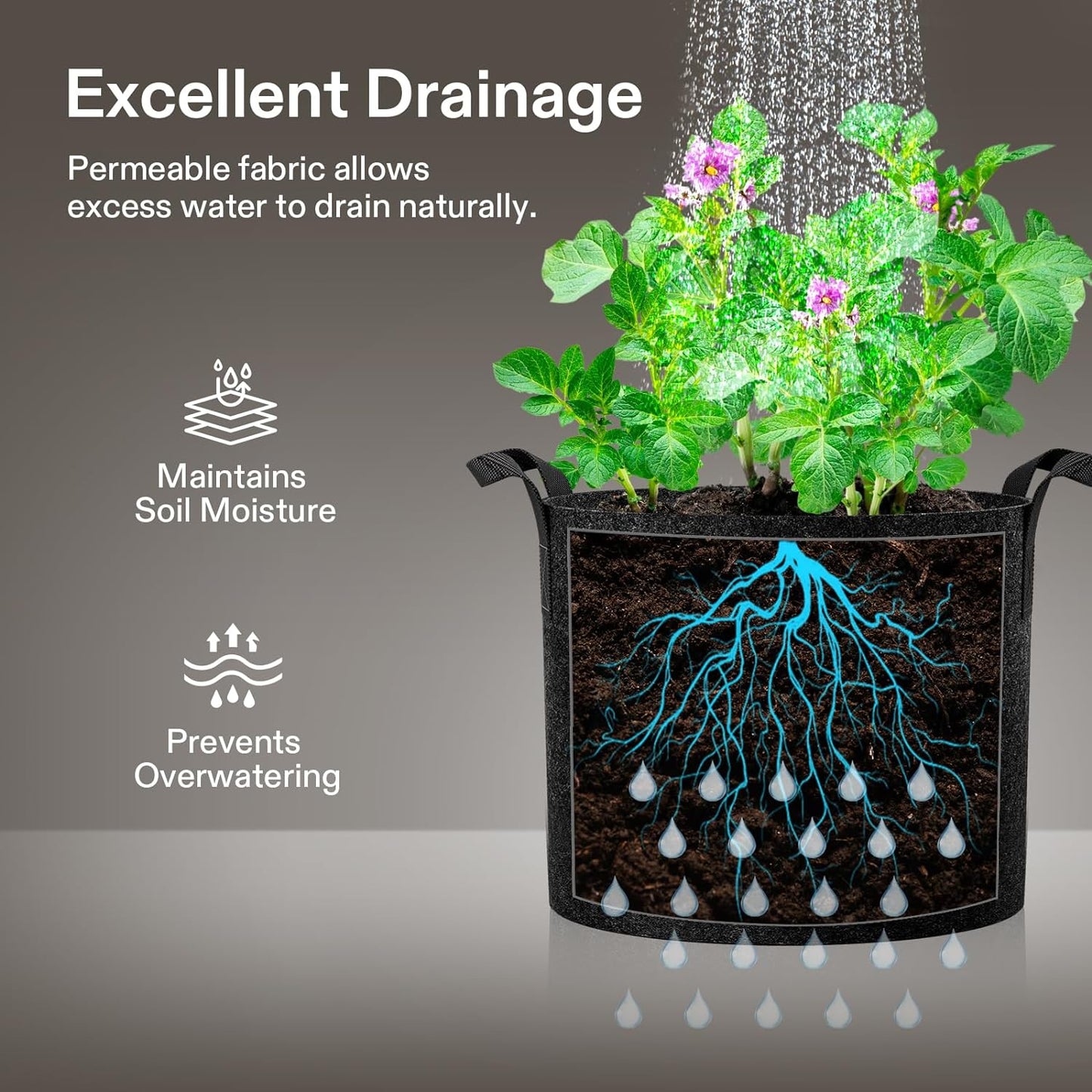 Vivosun Grow Bags 5 Gallon Heavy Duty 5 Count