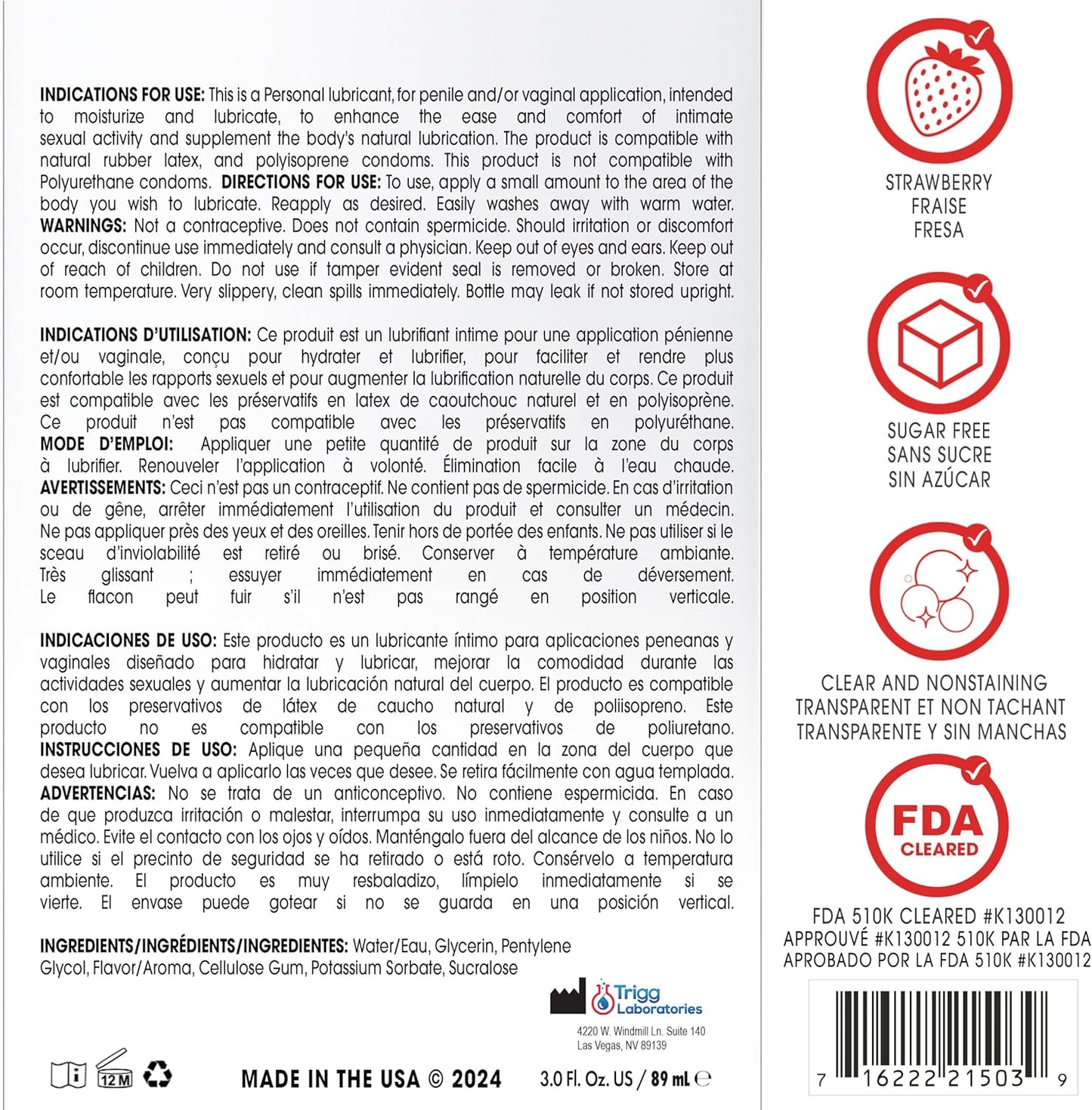 Wet Water Based Flavored Lube Strawberry 3.0 oz / 89 ml