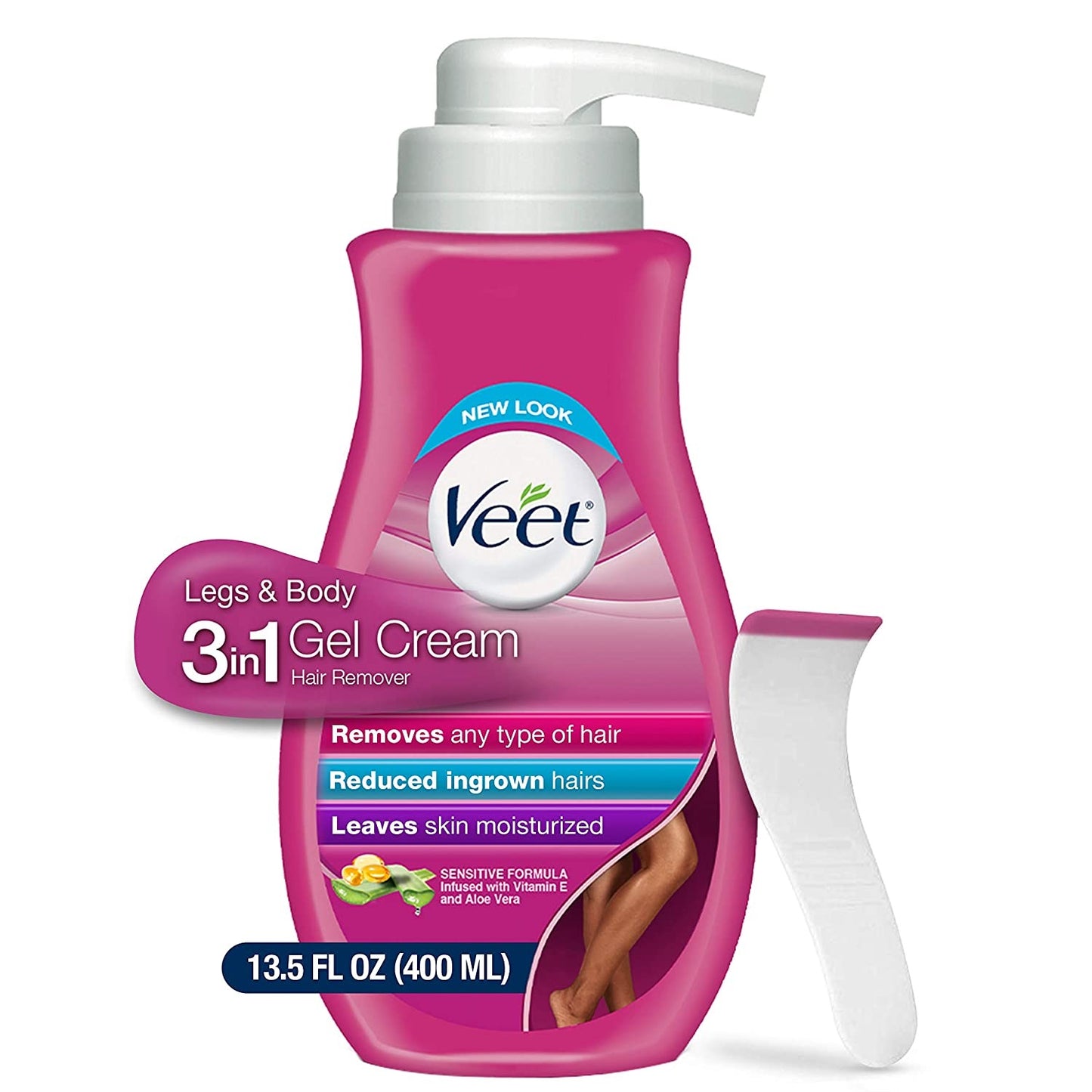 Veet Gel Cream Hair Remover Sensitive Formula with Aloe Vera and Vitamin E, Packaging May Vary, 13.5 fl oz / 400 ml