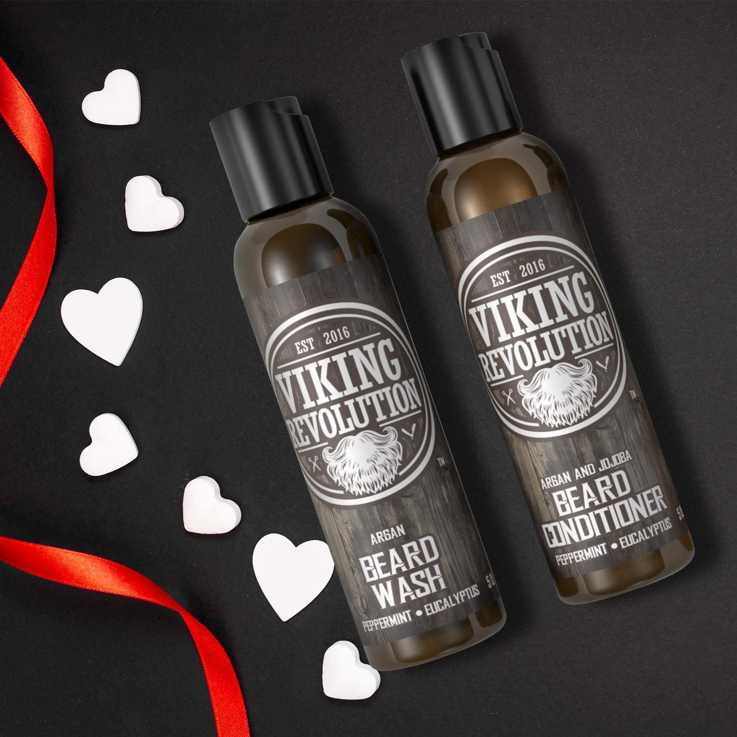 Viking Revolution Beard Wash & Beard Conditioner Set, Natural Peppermint & Eucalyptus Scent, 5 oz.