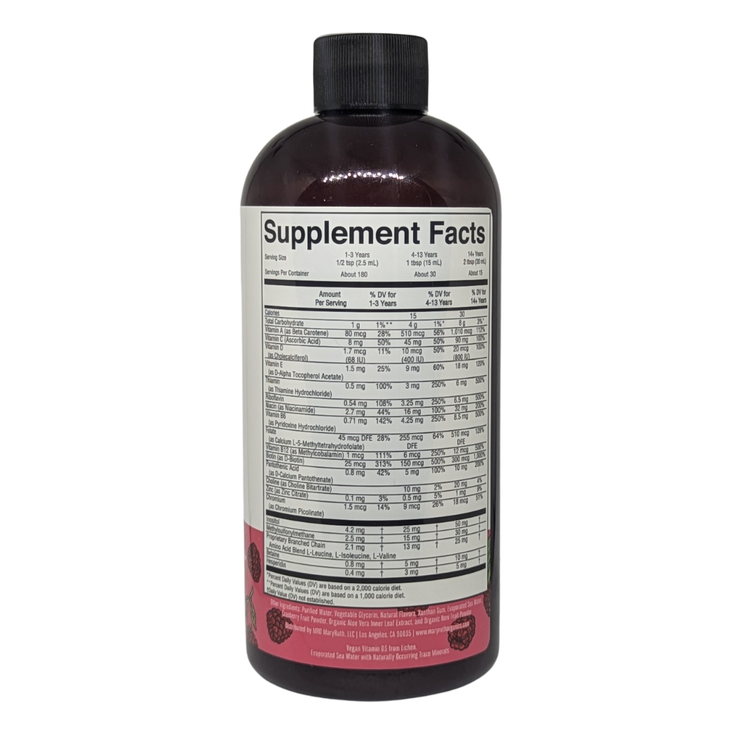 Mary Ruth's Liquid Morning Multivitamin Dietary Supplement Raspberry, 450 ml / 15.22 fl oz