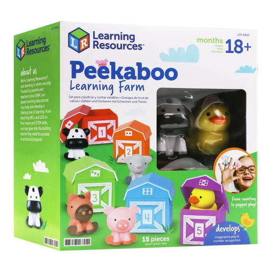 Learning Resources Peekaboo Learning Farm 18+ (5 Two Piece Barns, 5 Farm Animals)