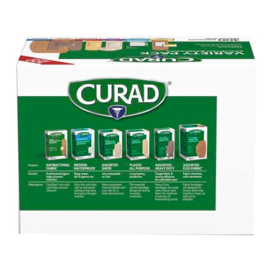 Curad Assorted Bandages Variety Pack 300 Pieces (Assorted Sizes)