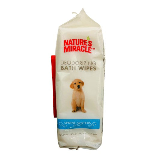 Nature's Miracle Deodorizing Bath Wipes for Dogs, Spring Waters Scent, 100 Count