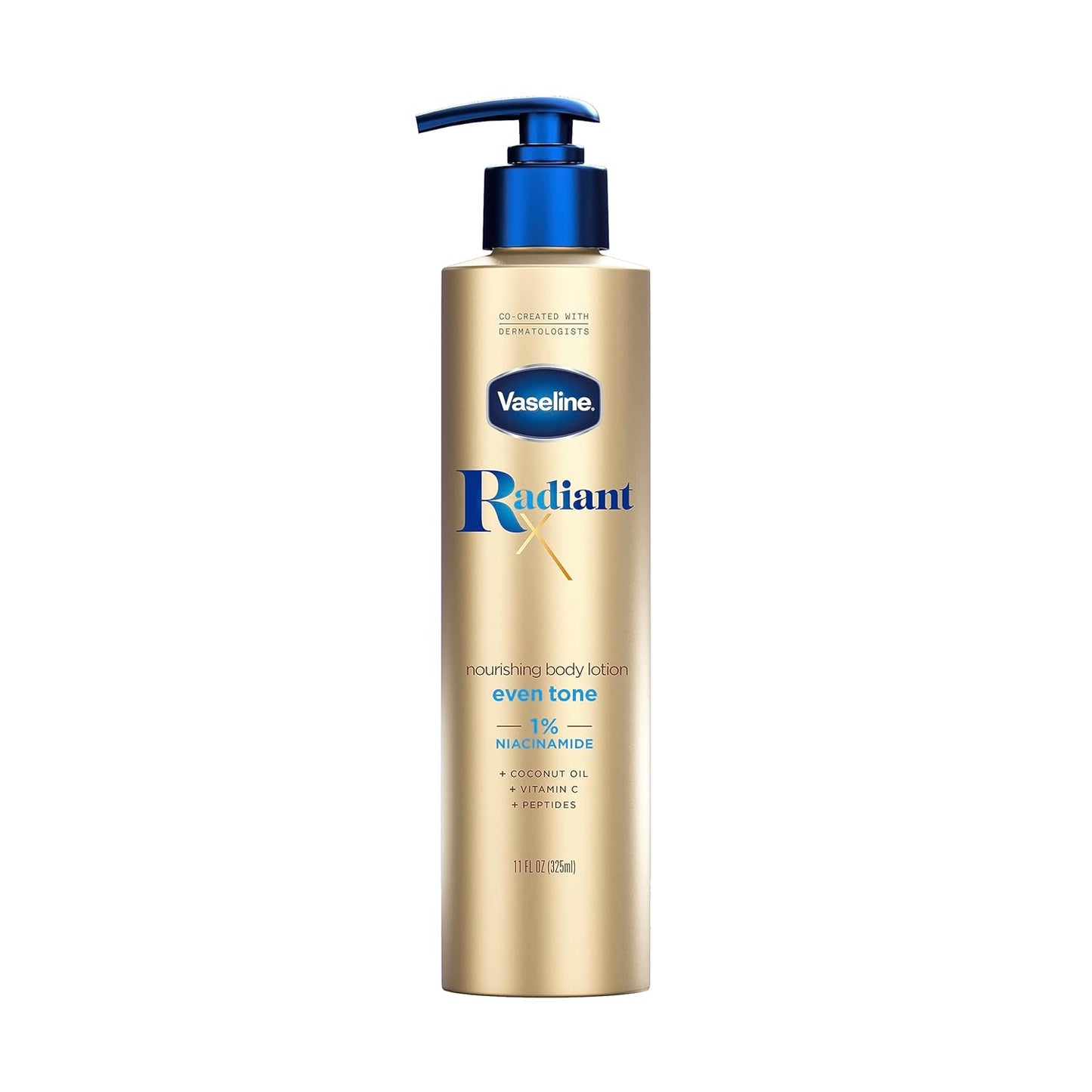 Vaseline Radiant X Nourishing Body Lotion Even Tone With 1% Niacinamide, Coconut Oil, Vitamin C, & Peptides 11 oz / 325ml