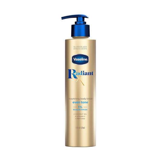 Vaseline Radiant X Nourishing Body Lotion Even Tone With 1% Niacinamide, Coconut Oil, Vitamin C, & Peptides 11 oz / 325ml