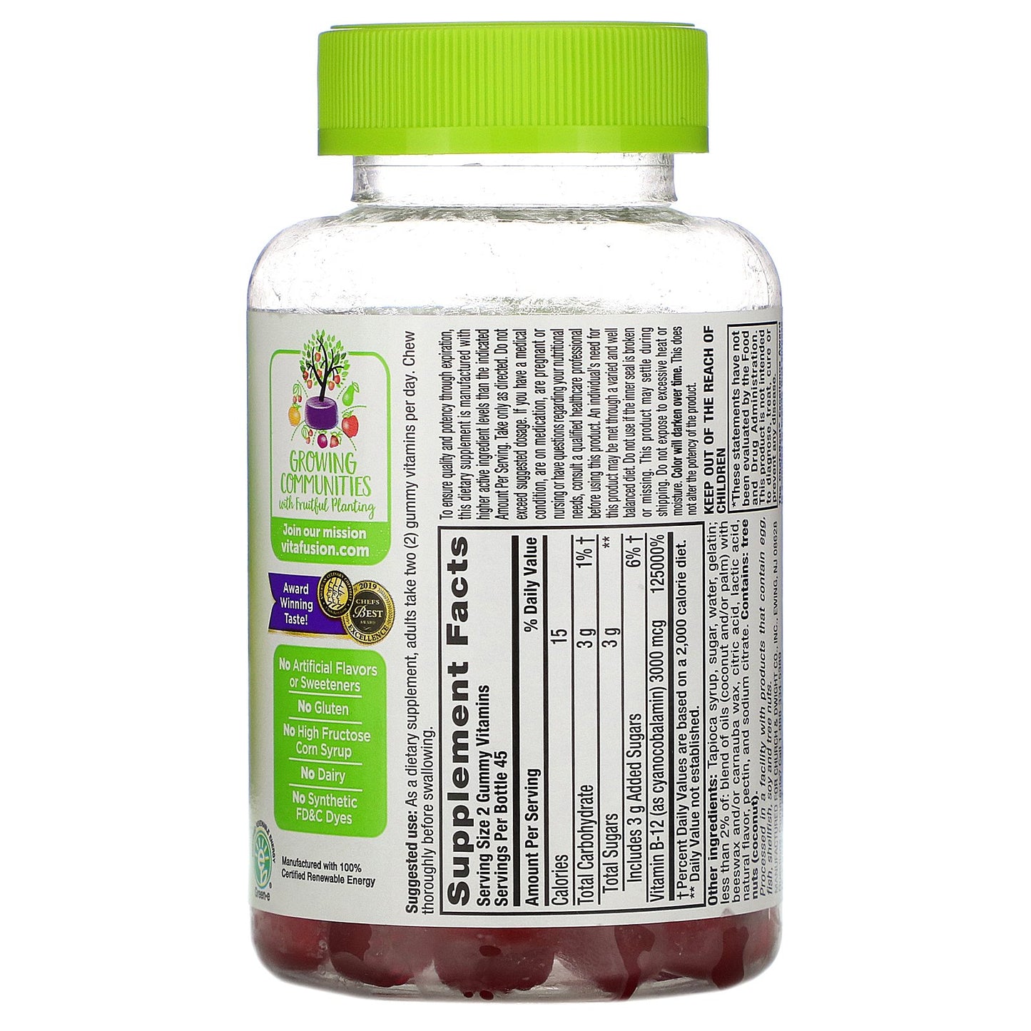 Vitafusion B-12 Extra Strength (3000 mcg) Natural Cherry Flavor (90 Gummies) Energy Metabolism Support