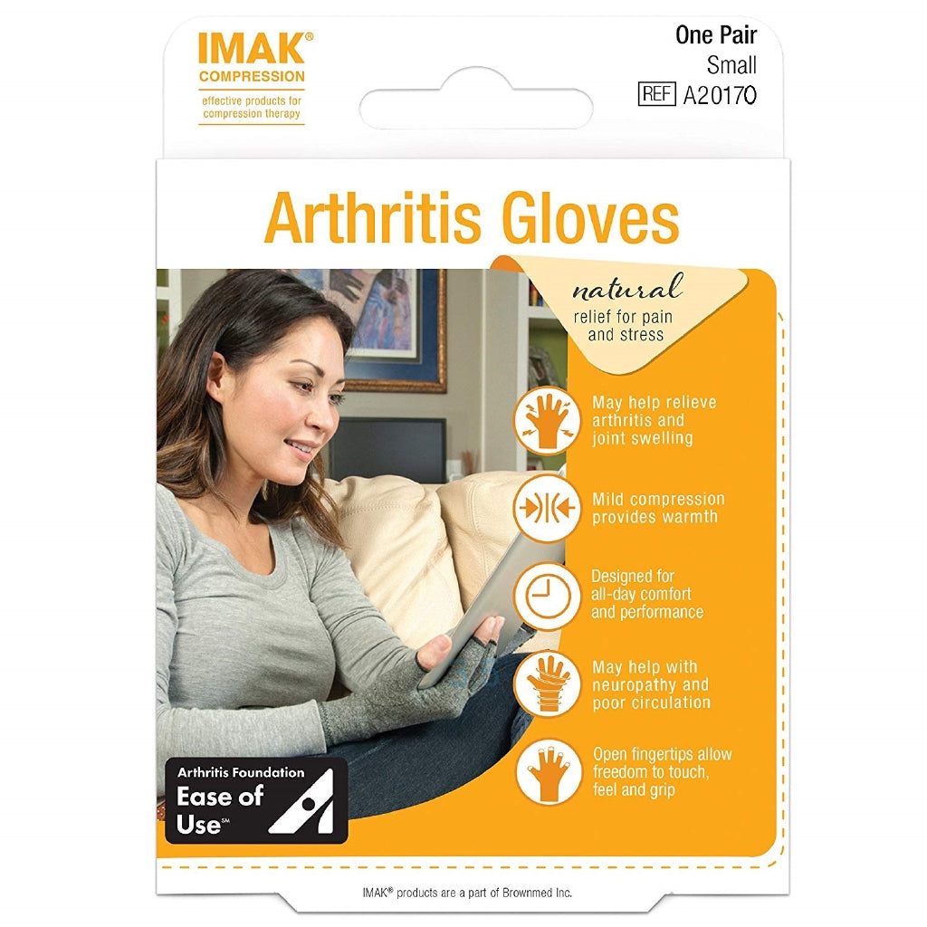 IMAK Compression Arthritis Gloves, Original with Arthritis Foundation Ease of Use Seal, Small