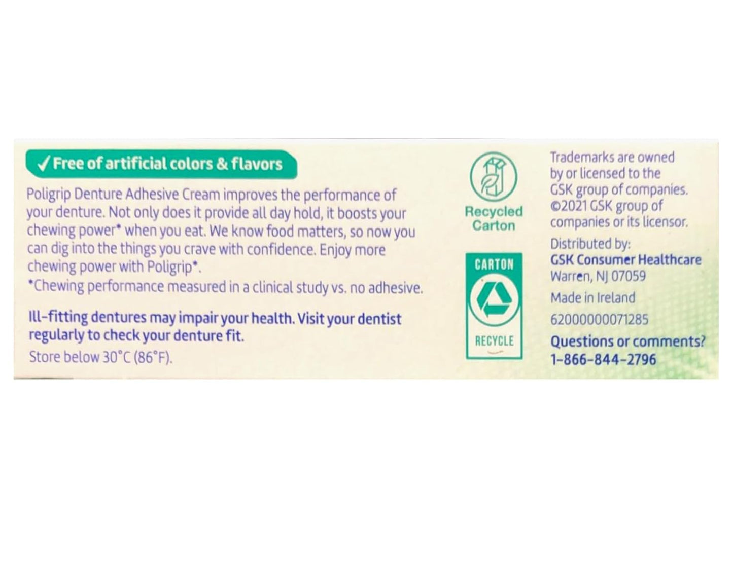 Super Poligrip Zinc Free Denture Adhesive Cream 0.75 oz (21g)