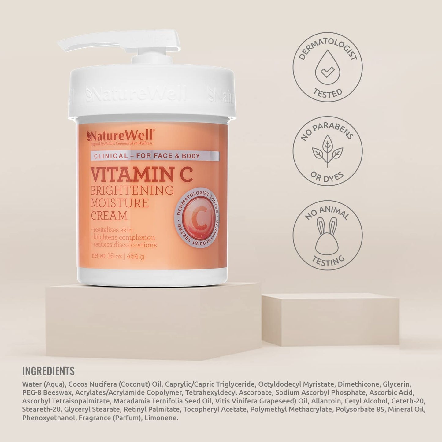 Nature Well Vitamin C Brightening Moisture Cream For Face And Body 454g