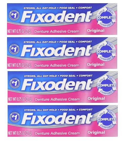 Fixodent Complete Original Denture Adhesive Cream 0.75 Oz (Pack of 4)