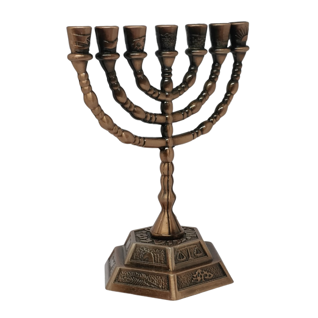 Jewish Candle sticks menorah - 7 branches - 12 tribes of Israel Menorah (Copper)