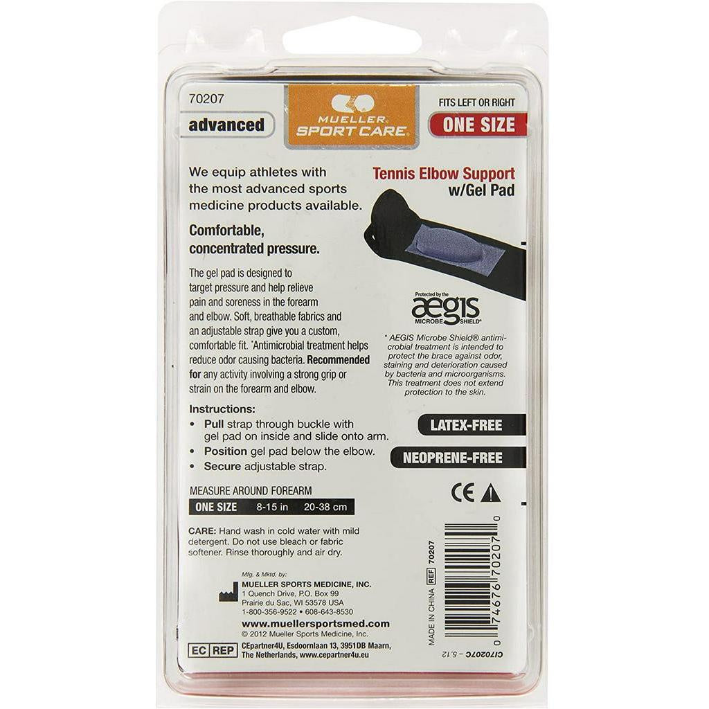 Mueller Advanced Tennis Elbow Support, Black, One Size Fits Most