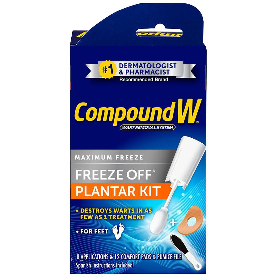 Compound W Freeze Off Plantar Kit Wart Removal (8 Applications and 12 Comfort Pads)
