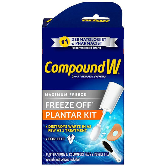 Compound W Freeze Off Plantar Kit Wart Removal (8 Applications and 12 Comfort Pads)