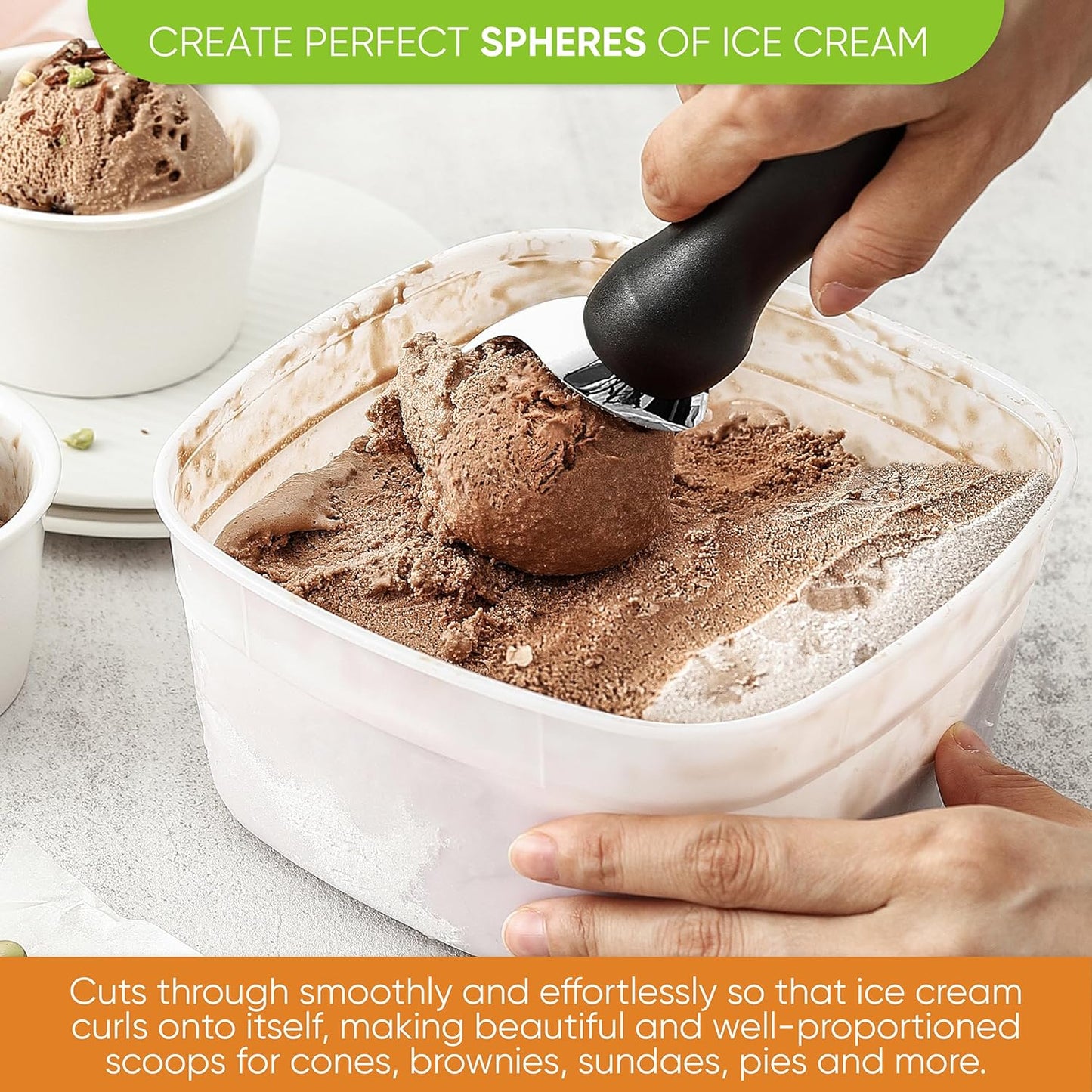 Spring Chef Ice Cream Scoop With Soft Grip Handle (Black)