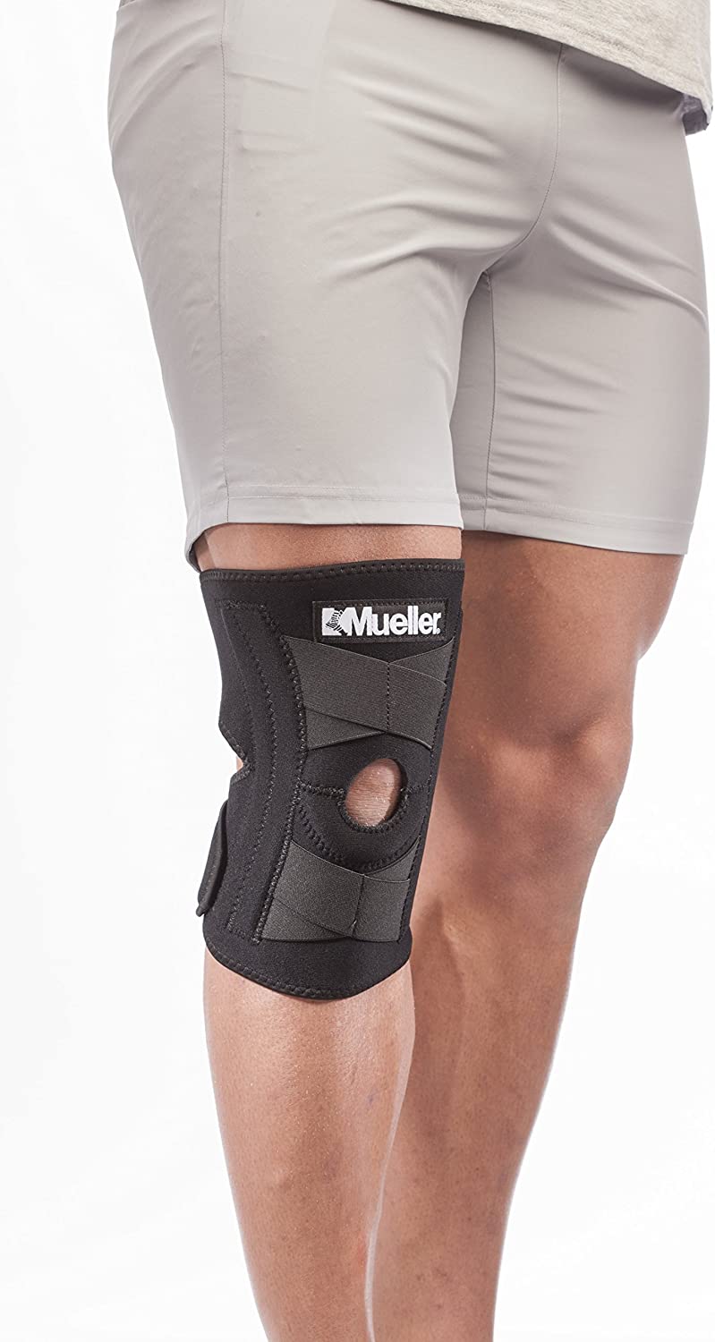 Mueller Black Self-Adjusting Knee Stabilizer 3 Inches Above Knee Fits 14” - 20” PACKAGING MAY VARY