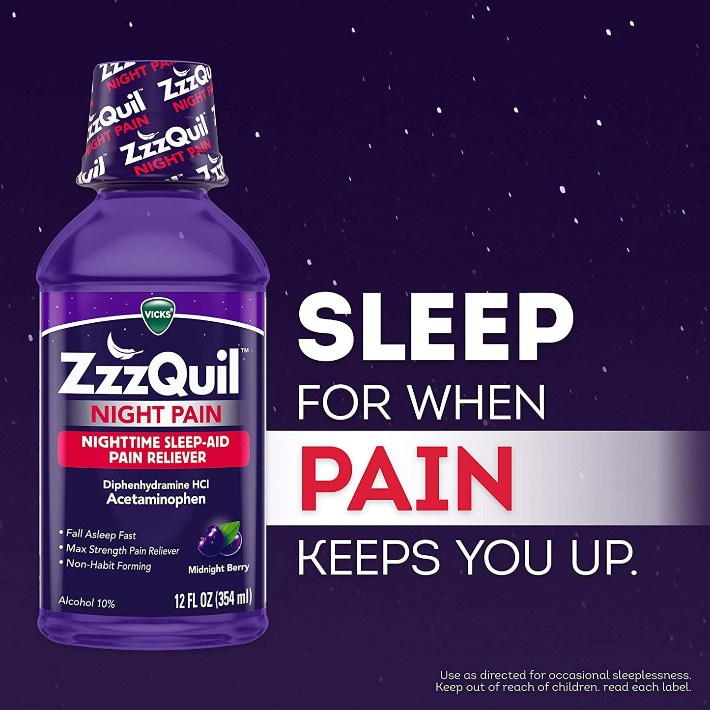 ZzzQuil Nighttime Sleep Aid Liquid, Midnight Berry 12 Fl Oz